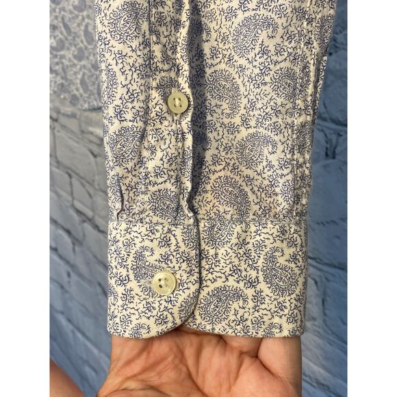 Zara Man Tailoring Slim Fit Long Sleeve Button Down Shirt Size M White Blue - Picture 3 of 11